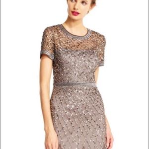 Adrianna Papell beaded mesh gown